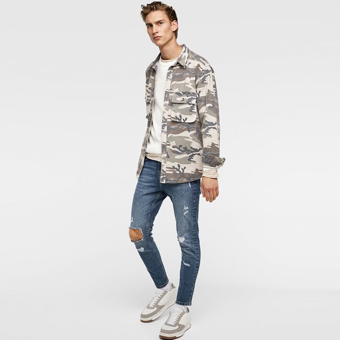 ZR Man Ripped Skinny Blue Jeans