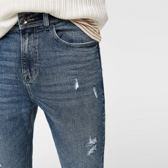 ZR Man Ripped Skinny Blue Jeans