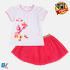 BBL Sequence Flower & Butterfly White and Pink 2 Piece Skirt Set 2081