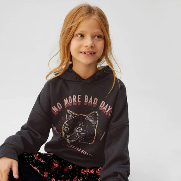 MNG No More Bad Days Cats Dark Grey Hoodie 2948