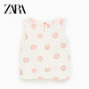 ZR Pink Dots Sleeveless White Top 1887