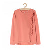 LS Plain Side Frill Coral Pink Top 3533