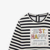 ZR White And Black Just Happy Sweatshirt 926