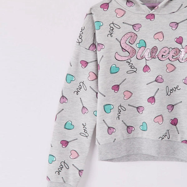 TRN Glitter Sweet Love Grey Hoodie 2933