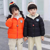 Duyi Bear Print Fleece Inner Orange Puffer Jacket 7636