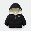 Duyi Bear Print Fleece Inner Black Puffer Jacket 7635
