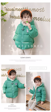 Duyi Bear Print Fleece Inner Soft Green Puffer Jacket 7637