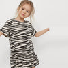 H Zebra Print Off White And Black Frock 7048