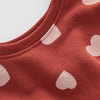 ZR Heart Print Down Shoulder Loose Rust Sweatshirt 7575