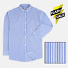 OXN Vertical Mid Blue With White Stripe Casual Shirt 4189