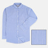 OXN Vertical Mid Blue With White Stripe Casual Shirt 4189