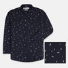 OXN Random Leaves Dark Blue Casual Shirt 4193