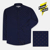 OXN Color Mini Motif Navy Blue Casual Shirt 4195