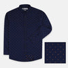 OXN Color Mini Motif Navy Blue Casual Shirt 4195