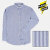 OXN Vertical Navy Blue With White Stripe Casual Shirt 4196