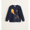 MNG Navy Blue Flip Yellow Printed Sweatshirt 467