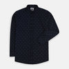 ZR Mini Two Color Triangle Print Navy Blue Casual Shirt 4689
