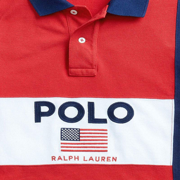US Flag Embroided Red and Blue Polo 1625  6109