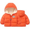 Duyi Bear Print Fleece Inner Orange Puffer Jacket 7636