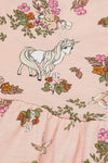 H Unicorn & Bunny Floral T-Pink Full Sleeves Frock 7893