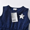 VKT Aplic Stars White And Navy Blue Moon And Star Frock 8718