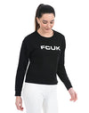 FC Front White Print Black Fleece Sweatshirt 10049