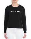 FC Front White Print Black Fleece Sweatshirt 10049