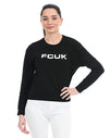 FC Front White Print Black Fleece Sweatshirt 10049