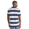 GP Rugby Blue And White Stripe Pique Polo Shirt (Label Removed)