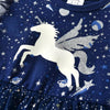 VKT Glitter Unicorn Moon Light Net Bottom Blue Frock 7492