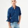 APT Navy Blue Long Sleeve Solid Casual Shirt