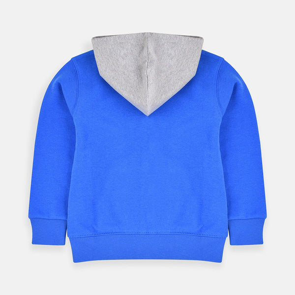 B.X R.L Embroidered Sleeves Style Royal Blue Zipper Hoodie 3436