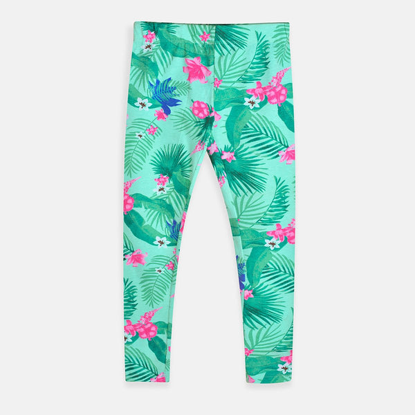 PEP All Over Leaves Print Turquoise Legging 3796