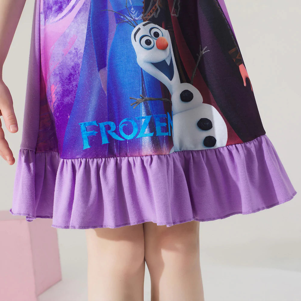 Night Glow Frozen Anna Elsa Purple Frock 9702 - Main Image