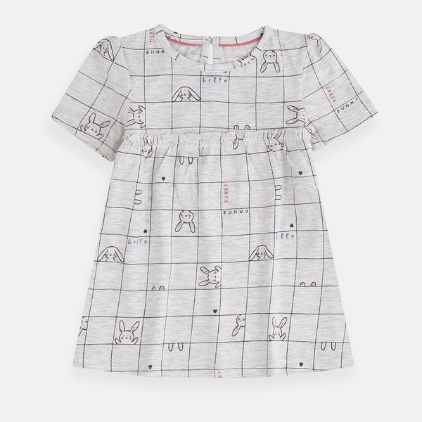 Bab Clb Bunny Sequence Half Sleeves Grey Frock 3949