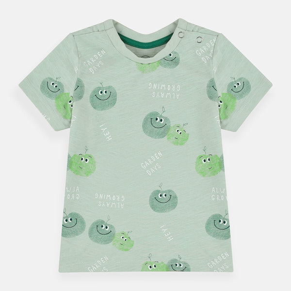 Bab Clb Apple Print Soft Sea Green Tshirt 4060