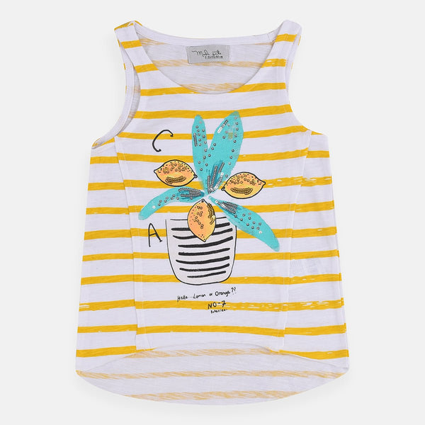 SS Sequence Lemon Jar Yellow Stripe Rough Bottom Sleeveless Top 4068