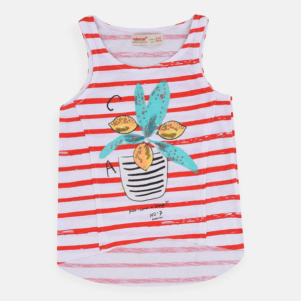 SS Sequence Lemon Jar Red Stripe Rough Bottom Sleeveless Top 4055
