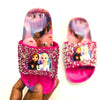 Frozen Shocking Pink Glitter Stones Top Slippers  2210