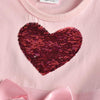 VKT Reversible Heart Sequin Contrast Bottom Pink Frock 7497