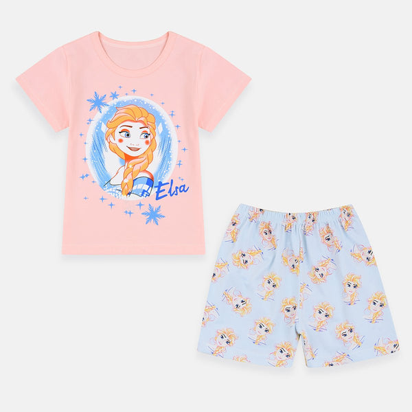 YK Princess Elsa Pink 2 Piece Shorts Set 4556