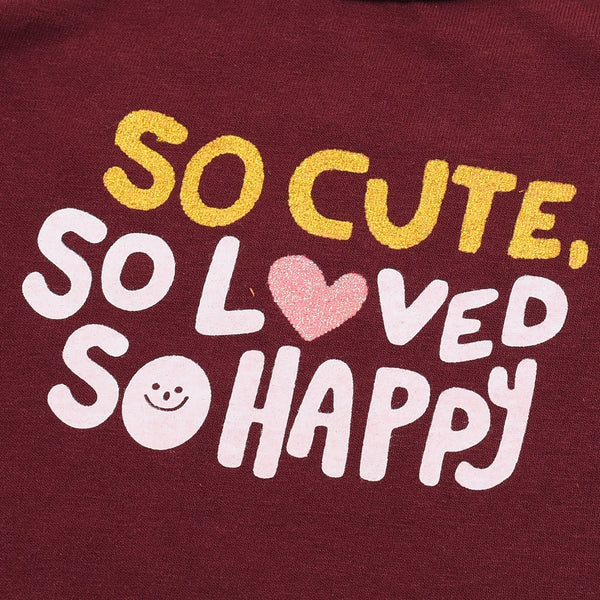 B.X Glitter So Cute Happy Maroon Body Suit 4678