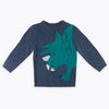 MS Dino Aplic Textured Blue Sweater 7824