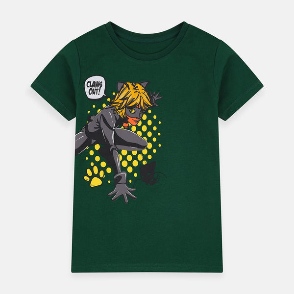 B.X Claws Out Cat Girls Green Tshirt 7045