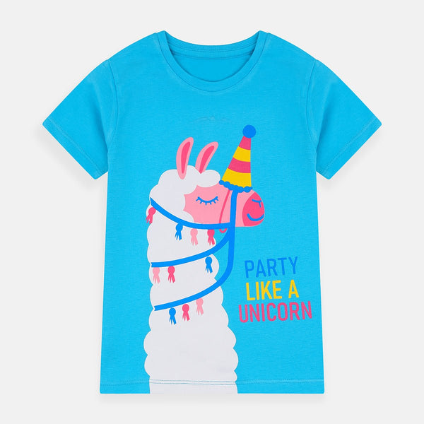 B.X Party Like Unicorn Sky Blue Tshirt 7046