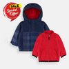 PLC Check Panel Navy Blue Puffer Jacket With inner Fleece 7954