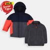 PLC Color block Orange With Blue Puffer Jacket With Inner Fleece 7955