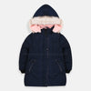 HT Musical Quilted With Belt Navy Blue Puffer Jacket 7984