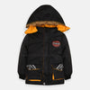 JPS Paragraph Logo With Yellow Pipping Pockets Black Puffer Jacket 7997