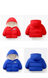 Duyi Bear Print Fleece Inner Red Puffer Jacket 7634